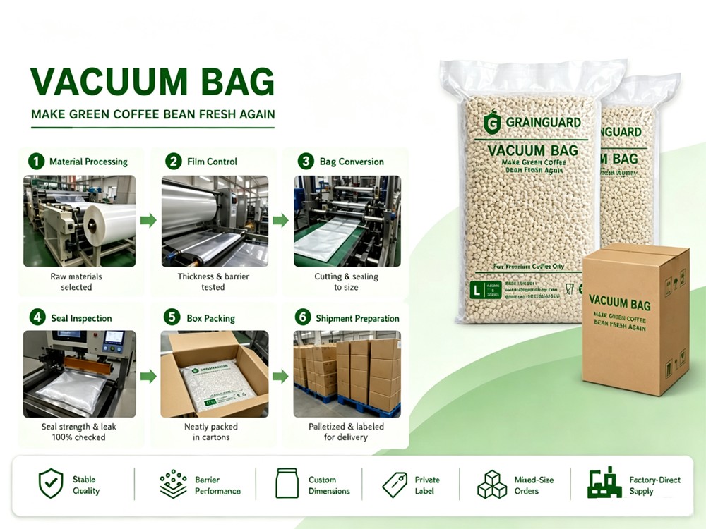 Airtight Vacuum Bag Green Coffee Bean